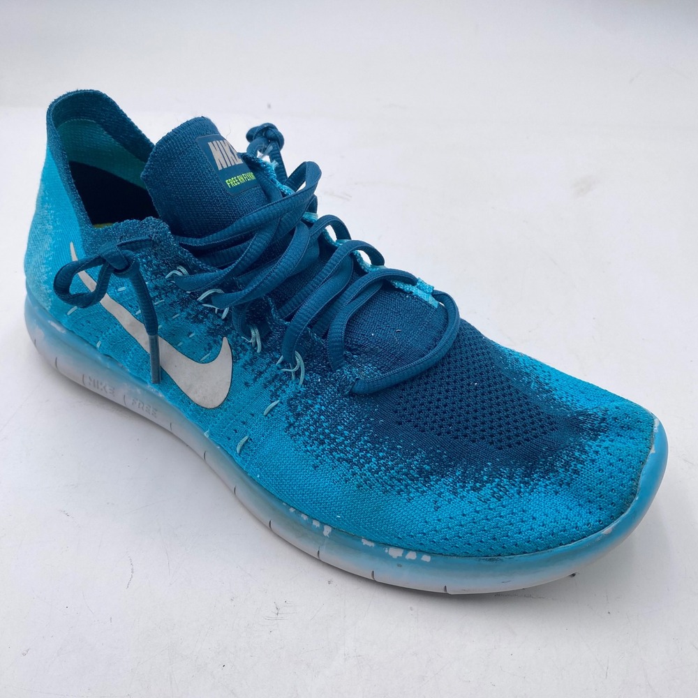 Nike Free RN Flyknit Running Shoes Mens 9 Blue 880843-400 Lightweight Sneakers